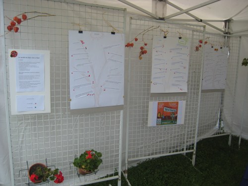 Les panneaux de La Chouette Valérienne lors du salon des associations de Rueil Malmaison le 06/09/2015, présentant les actions possibles à Rueil, dans l'esprit d'Alternatiba.